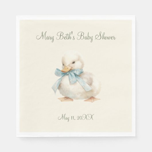 Duckling with Ribbon Baby Shower Paper Napkin Serviette (Vorderseite)