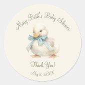 Duckling with Ribbon Baby Shower Paper Runder Aufkleber (Vorderseite)