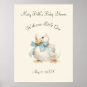 Duckling with Ribbon Baby Shower Welcome Sign Poster (Vorne)