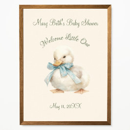 Duckling with Ribbon Baby Shower Welcome Sign Poster
