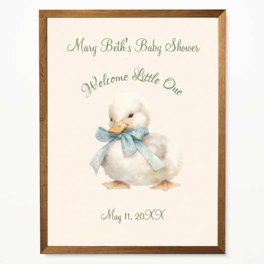 Duckling with Ribbon Baby Shower Welcome Sign Poster