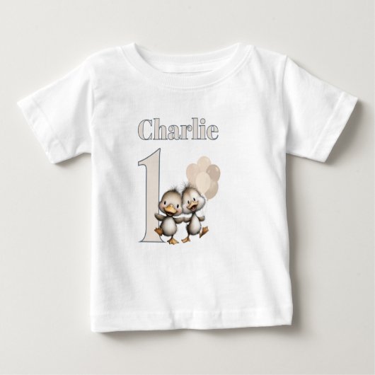 Ducklings Dancing 1st Birthday Celebrations! Baby T-shirt (Vorderseite)
