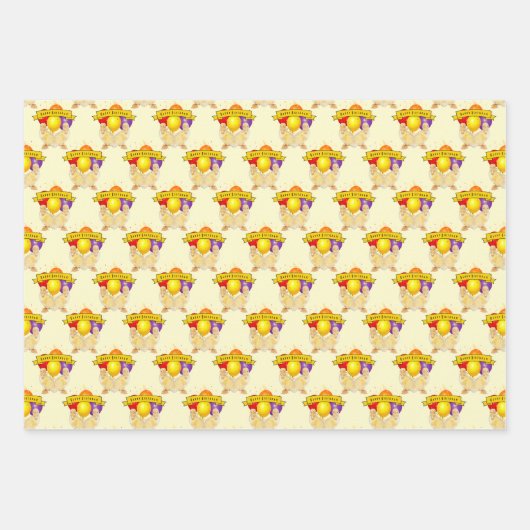 Ducklings & farbenfrohe Balloons Kinder zum Geburt Geschenkpapier Set (Vorderseite)