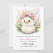 Ducklings in Bloom Baby Girl Duwer Einladung (Vorderseite)