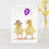 Ducklings mit 50. Lila Ballon Karte (Gelbe Blume)