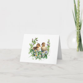 Ducklings mit Daisies und Purple Flowers BLANK Karte