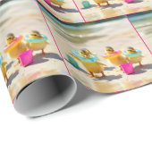 Ducklings mit Strandspielzeug Geschenkpapier (Rolleneckpunkt)