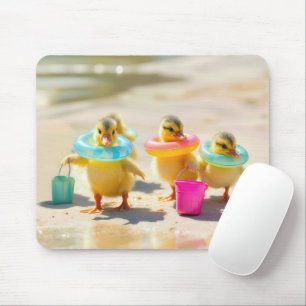 Ducklings mit Strandspielzeug Mousepad