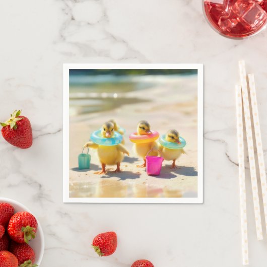 Ducklings mit Strandspielzeug Serviette (Beispiel)