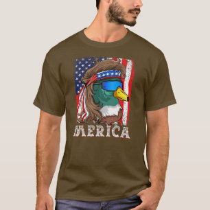 Duckoholic Stockente American Flag Wasservögel T-Shirt