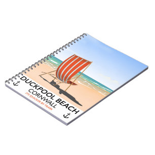 Duckpool Beach Cornwall Reiseplakat Notizblock