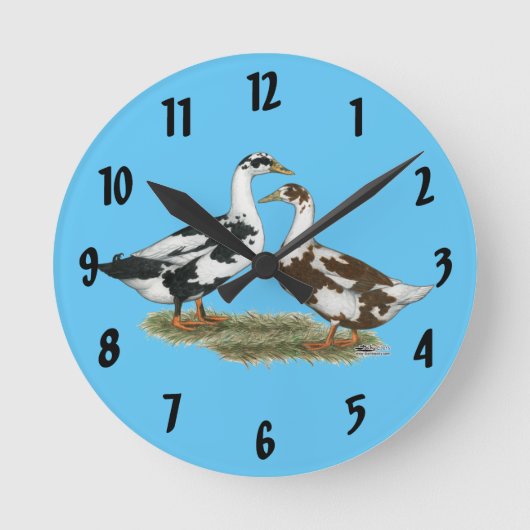 Ducks Ancona Pair Runde Wanduhr (Vorderseite)