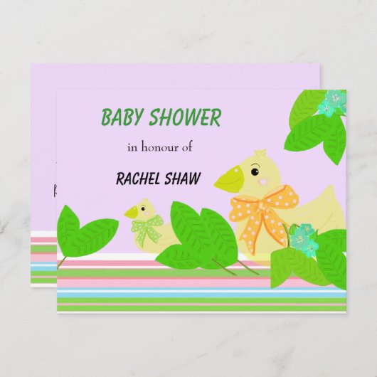Ducks and Greenery Baby Shower Einladung (Vorne/Hinten)