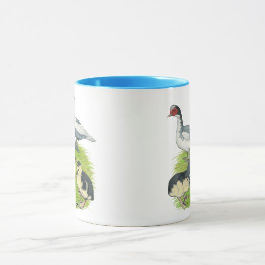 Ducks Blue Pied Muscovy Family Tasse (Zentrum)