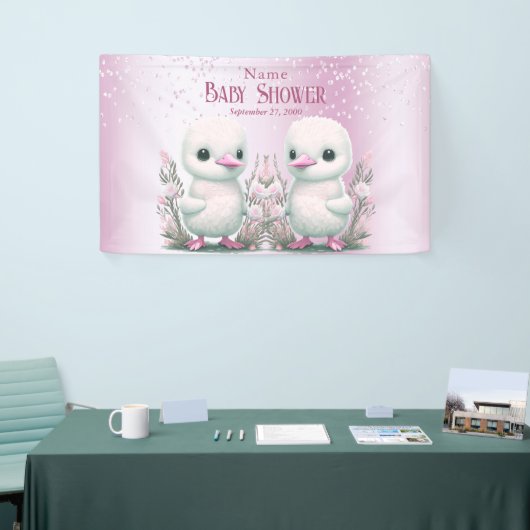 Ducks Ducks Pink Floral Baby Dusche Willkommen Banner (Messeveranstaltung)
