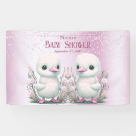 Ducks Ducks Pink Floral Baby Dusche Willkommen Banner