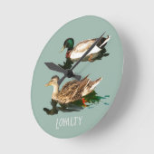 Ducks mallards runde wanduhr (Winkel)