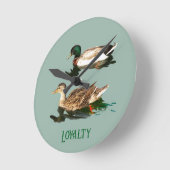 Ducks mallards runde wanduhr (Winkel)