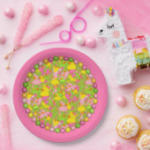 Ducks-n-Dots-Style-2-Rosa-PAPIERPLATE Pappteller (Party)
