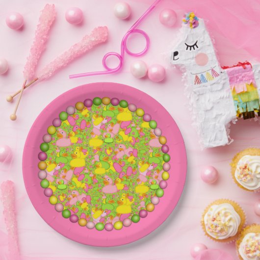 Ducks-n-Dots-Style-2-Rosa-PAPIERPLATE Pappteller (Party)