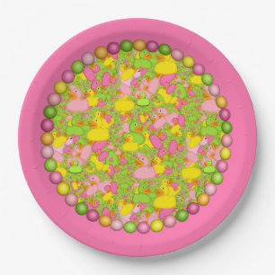 Ducks-n-Dots-Style-2-Rosa-PAPIERPLATE Pappteller