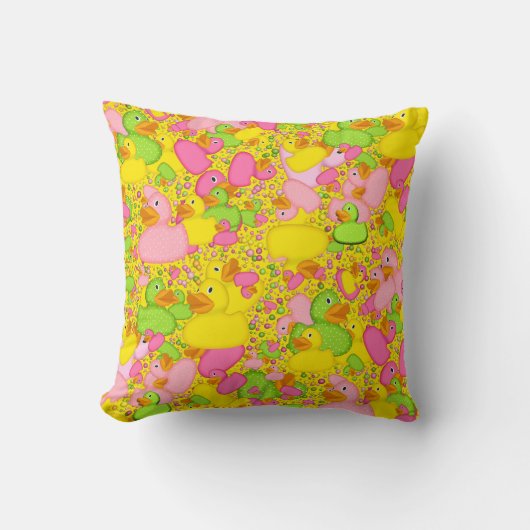 Ducks-n-Dots-Style-2-Yellow-Sq-DREHPILLOW Kissen (Vorderseite)