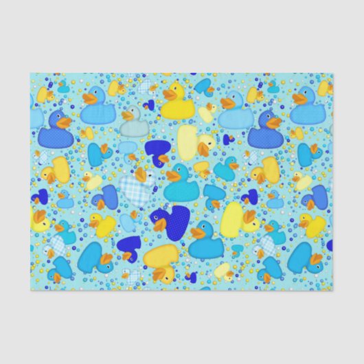 Ducks-n-Dots-Style-3-blau 1-GEWEBE-WRAP-PAPIER Seidenpapier (Vorderseite)
