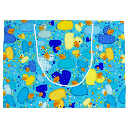 Ducks-n-Dots-Style-3-Blue 2-GIFT BAG L Große Geschenktüte (Rückseite)