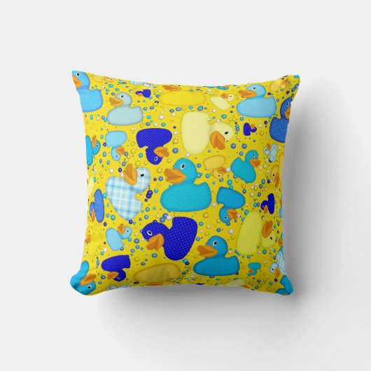 Ducks-n-Dots-Style-3-Drk Gelb-Sq-DREHPILLOW Kissen (Vorderseite)