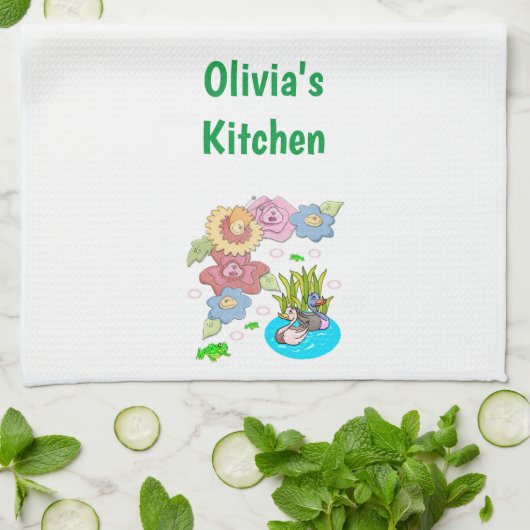 Ducks Pond Floral Küche Handtuch (Gefaltet)