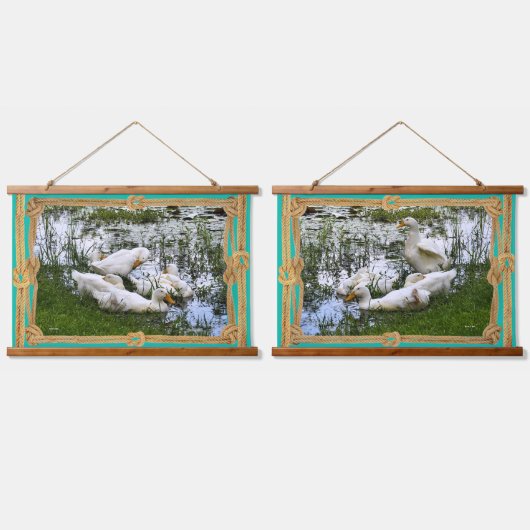 Ducks Pond Life Trendy Wandteppich Mit Holzrahmen (Doppelt)