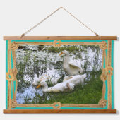 Ducks Pond Life Trendy Wandteppich Mit Holzrahmen (Vorderseite 2)