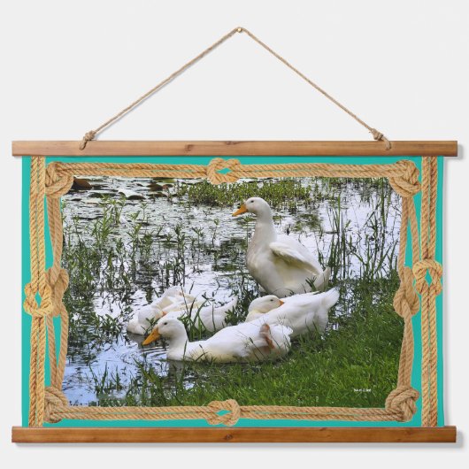 Ducks Pond Life Trendy Wandteppich Mit Holzrahmen (Vorderseite 2)