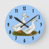Ducks:  White Crested Runde Wanduhr (Vorderseite)