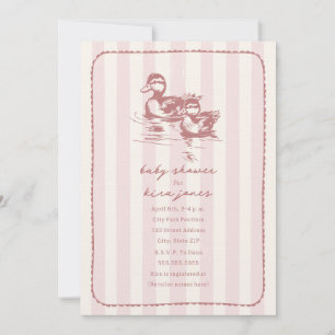 Ducks Woodland Doodle Pink Babydusche Einladung