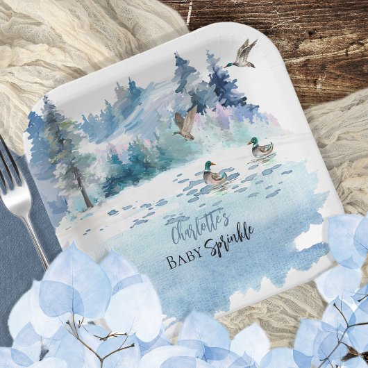 Ducks Woodland Forest Nature Baby Sprinkle Pappteller