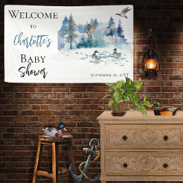 Ducks Woodland Forest Nature Boy Babydusche Banner