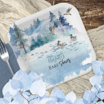 Ducks Woodland Forest Nature Boy Babydusche Pappteller<br><div class="desc">Natur-,  Wald-Szene mit Enten Junge "Baby Shower". Composite Design von Holiday Hearts Designs.</div>