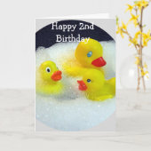 DUCKS WÜNSCHEN IHNEN EINEN ***GLÜCKLICHEN 2. GEBUR KARTE (Gelbe Blume)