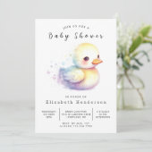 Ducksäckchen-Dusche mit Aquarell Einladung (Stehend Vorderseite)