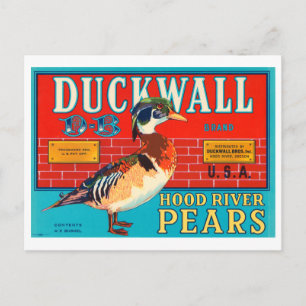 Duckwall Hood River Birnen Vintage-Kistenetikett Postkarte