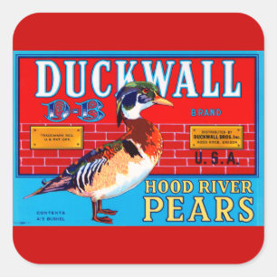 Duckwall Hood River Pears Quadratischer Aufkleber
