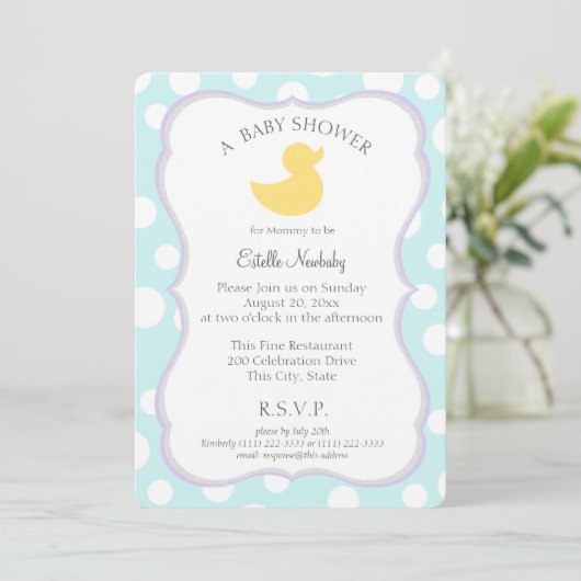 Ducky Baby Shower Einladung (Stehend Vorderseite)