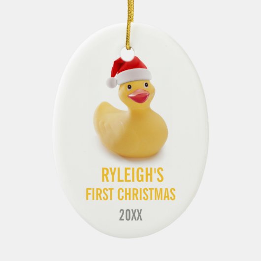 Ducky Babys erste Weihnachtsverzierung Sankt Keramik Ornament (Vorne)