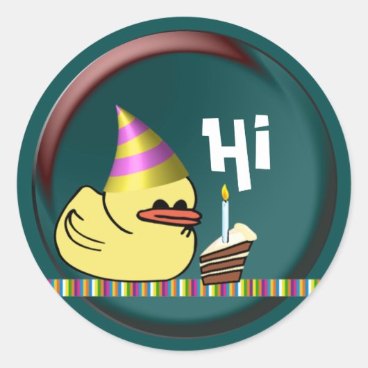 Ducky Birthday Runder Aufkleber (Vorderseite)