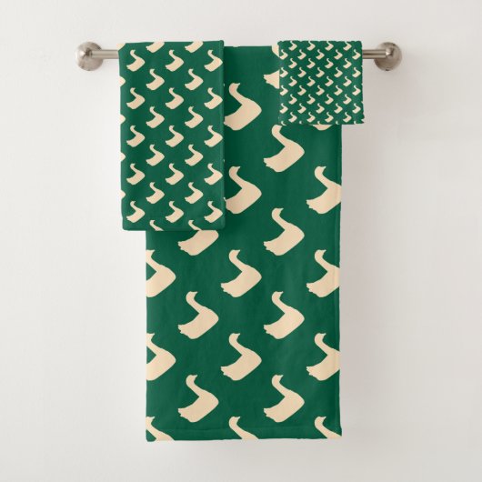 Ducky Duck Diagonal Dk Green Badhandtuch Set (Insitu)