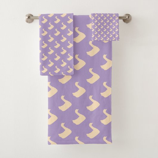 Ducky Duck Diagonal Lilac Badhandtuch Set (Insitu)