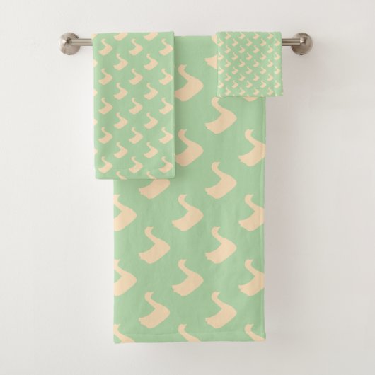 Ducky Duck Diagonal Lime Green Kids Badhandtuch Set (Insitu)