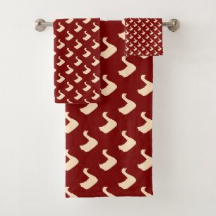 Ducky Duck Diagonale Kinder Dk Rot  Badhandtuch Set