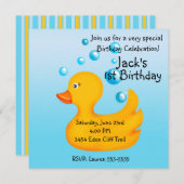 Ducky Geburtstags-Gummieinladungen Einladung (Vorne/Hinten)